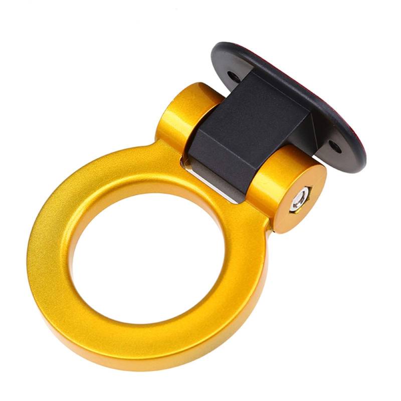 Abschleppstange,Abschlepphaken Auto Tow Haken Dekorative Aufkleber Ringförmige Anhänger Haken Rennring für Universalfahrzeug Multi Colors(Golden) von YDFJKKL