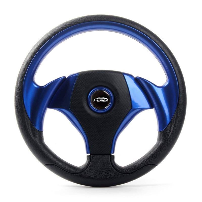 Sportlenkrad,Rallye Sportlenkrad 13inch 330 MM PVC Driften Sport Racing Lenkrad Auto Universal-Flachplatten Lenkrad Autozubehör Innen(Blue) von YDFJKKL