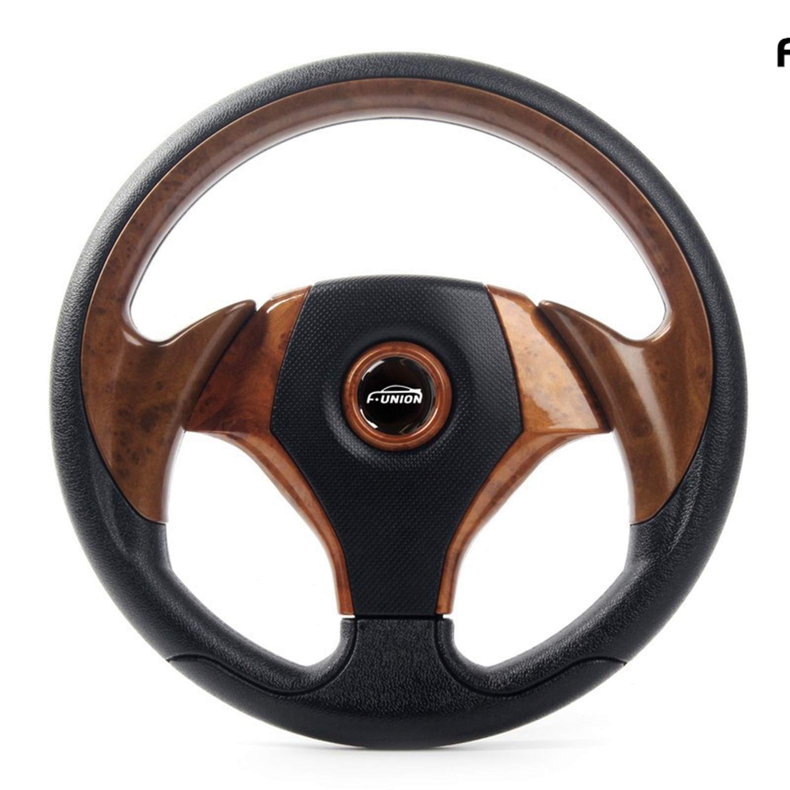 Sportlenkrad,Rallye Sportlenkrad 13inch 330 MM PVC Driften Sport Racing Lenkrad Auto Universal-Flachplatten Lenkrad Autozubehör Innen(Walnut) von YDFJKKL