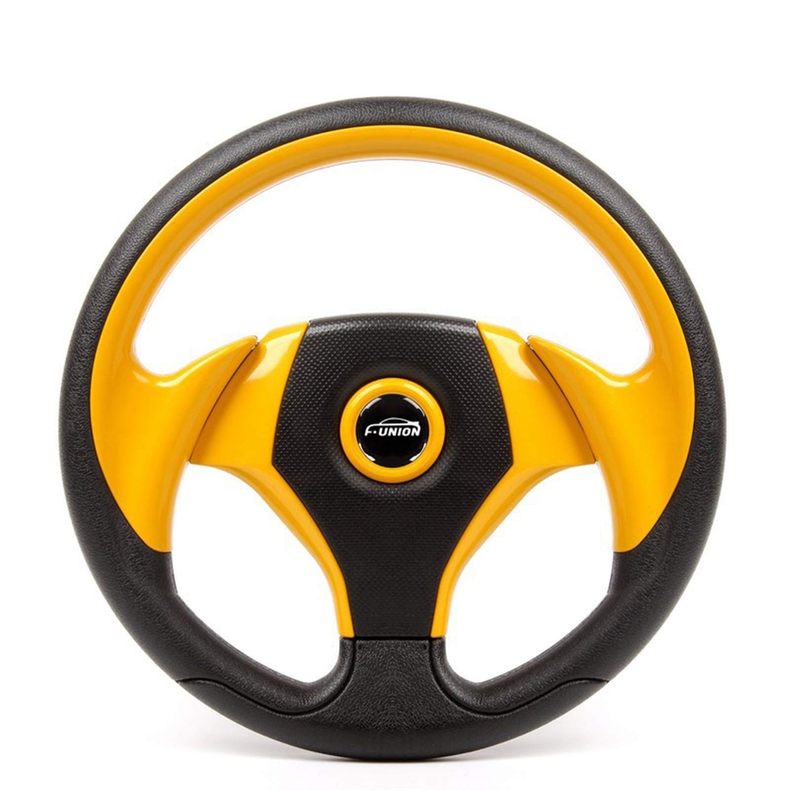 Sportlenkrad,Rallye Sportlenkrad 13inch 330 MM PVC Driften Sport Racing Lenkrad Auto Universal-Flachplatten Lenkrad Autozubehör Innen(Yellow) von YDFJKKL