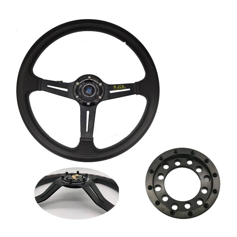 Sportlenkrad,Rallye Sportlenkrad Aluminium 24-Loch-Adapter für Lenkräder Modifikationssatz 70mm Lenkrad Rennspiel Teller DIY Teile(Steering Wheel SetB) von YDFJKKL