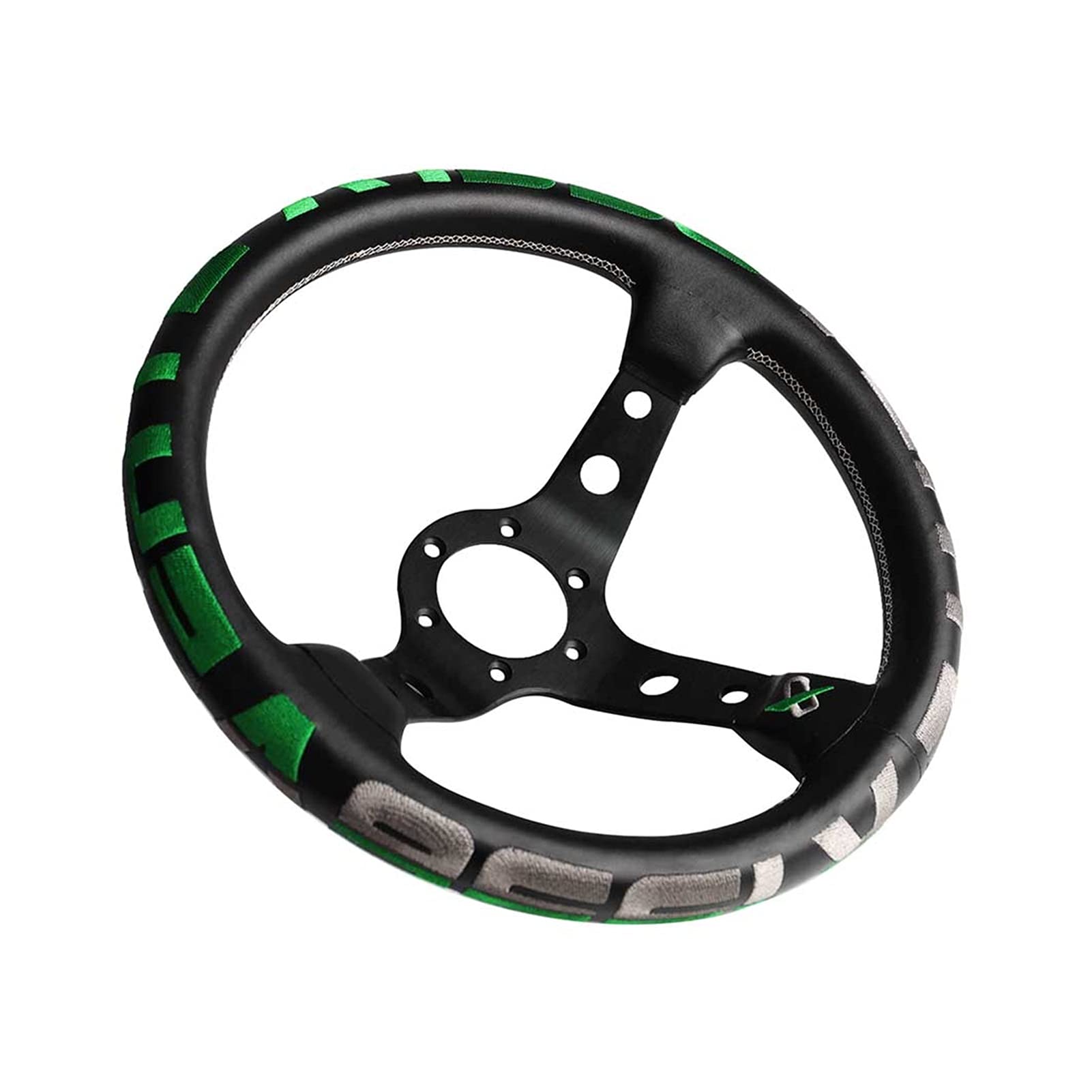 Sportlenkrad,Rallye Sportlenkrad Rennsport-Lenkrad 330mm Tiefes Universal-Ledergrün-Rot-Scheitel-Lenkrad(Green) von YDFJKKL