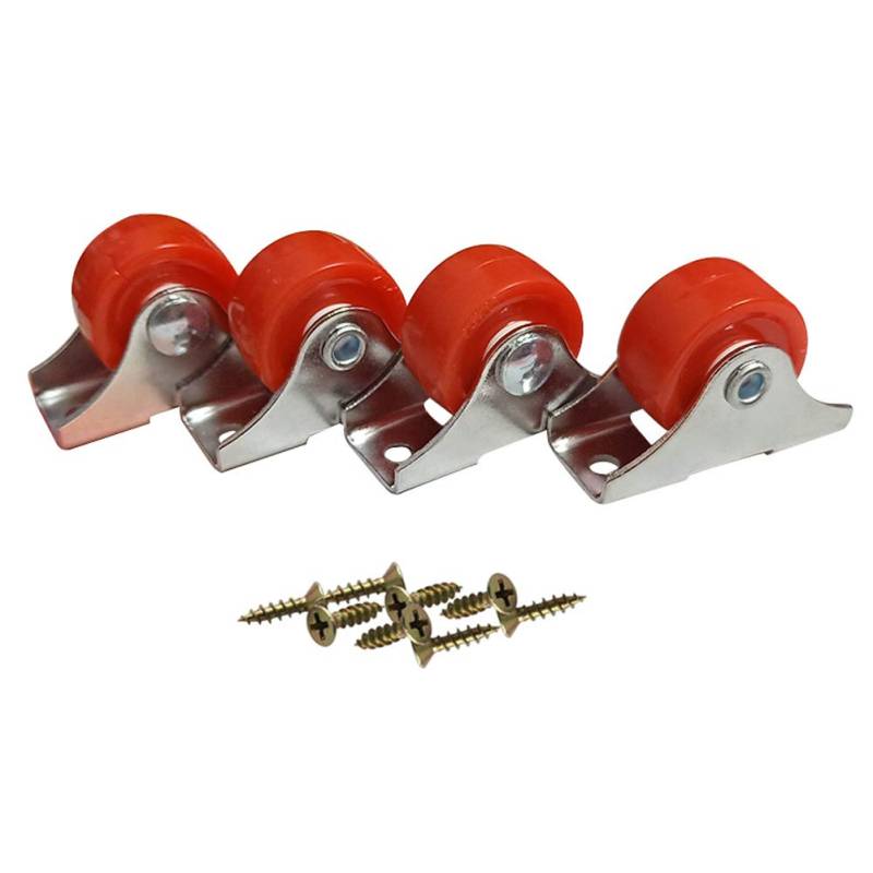 Drehen Sie den Wagen. 4 Mini-Möbel, 25 mm, 2,5 cm, leise PU-Räder for Schublade, Kleiner Trolley, Box, Universal-Radrolle(Red) von YDHSIKK