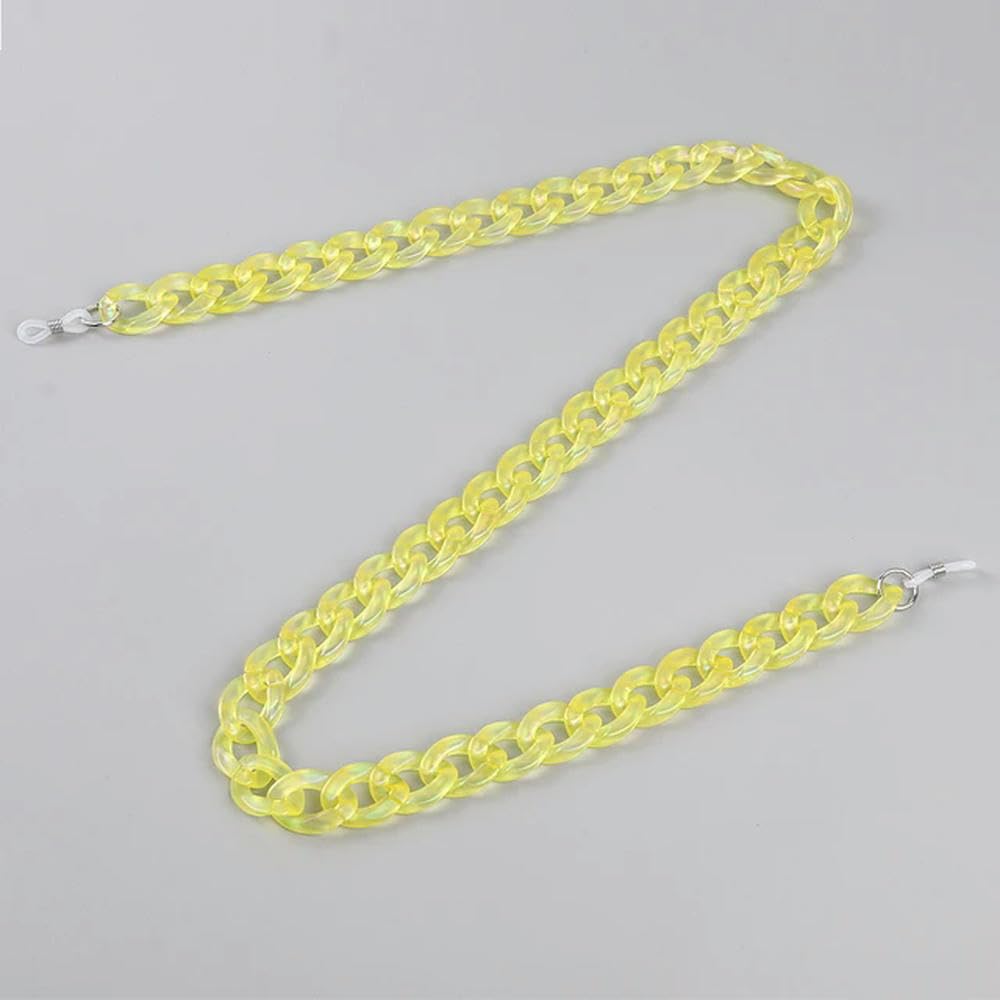 Handtaschenkettenherstellung Kettenriemen for DIY, Matte, Bunte Acryl-Gliederketten for Damen, Brillenhalter, Kordel, Sonnenbrillenkette, Umhängeband, Schmuck, Brillenzubehör(Yellow) von YDHSIKK