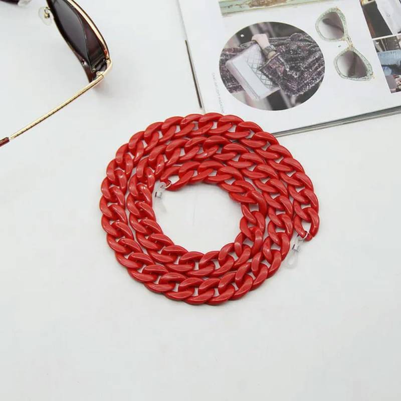 Handtaschenkettenherstellung Kettenriemen for DIY Mode Acryl Brillenkette Lesebrille Kordel Hängende Halsketten Riemen Seil Harz Sonnenbrille Largands Strap(Red as Photo) von YDHSIKK