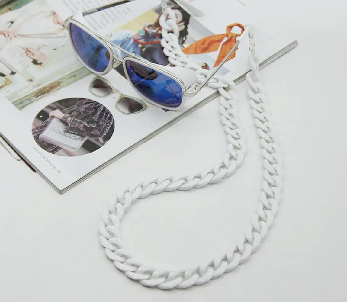 Handtaschenkettenherstellung Kettenriemen for DIY Mode Acryl Brillenkette Lesebrille Kordel Hängende Halsketten Riemen Seil Harz Sonnenbrille Largands Strap(Snow White) von YDHSIKK