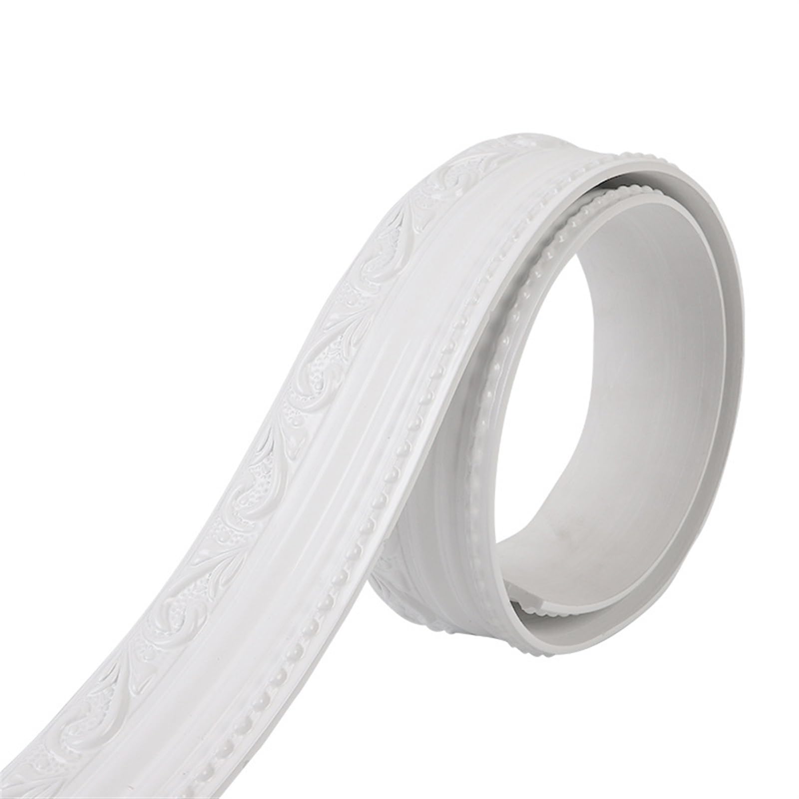 PVC-Viertelkreisverkleidung, 9,8 Fuß flexible Zierleiste, selbstklebend, abziehen und aufkleben, Kronenleiste, Kante und aufkleben, Gummi-Bodensockel, Außeneckleiste(White) von YDHSIKK