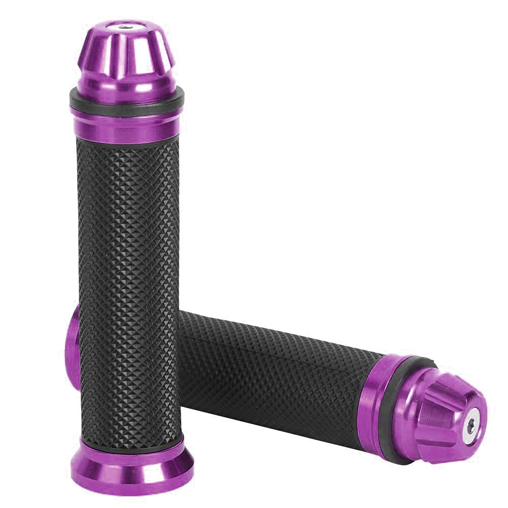 Universal-Griff-Motorrad-Lenker Linke und Rechte Handgriffe 7/8 Rutsch Fester Aluminium-Gummi-Komfort Griff für Roller ATVs Dirt Bikes (Purple) von YDuupxe