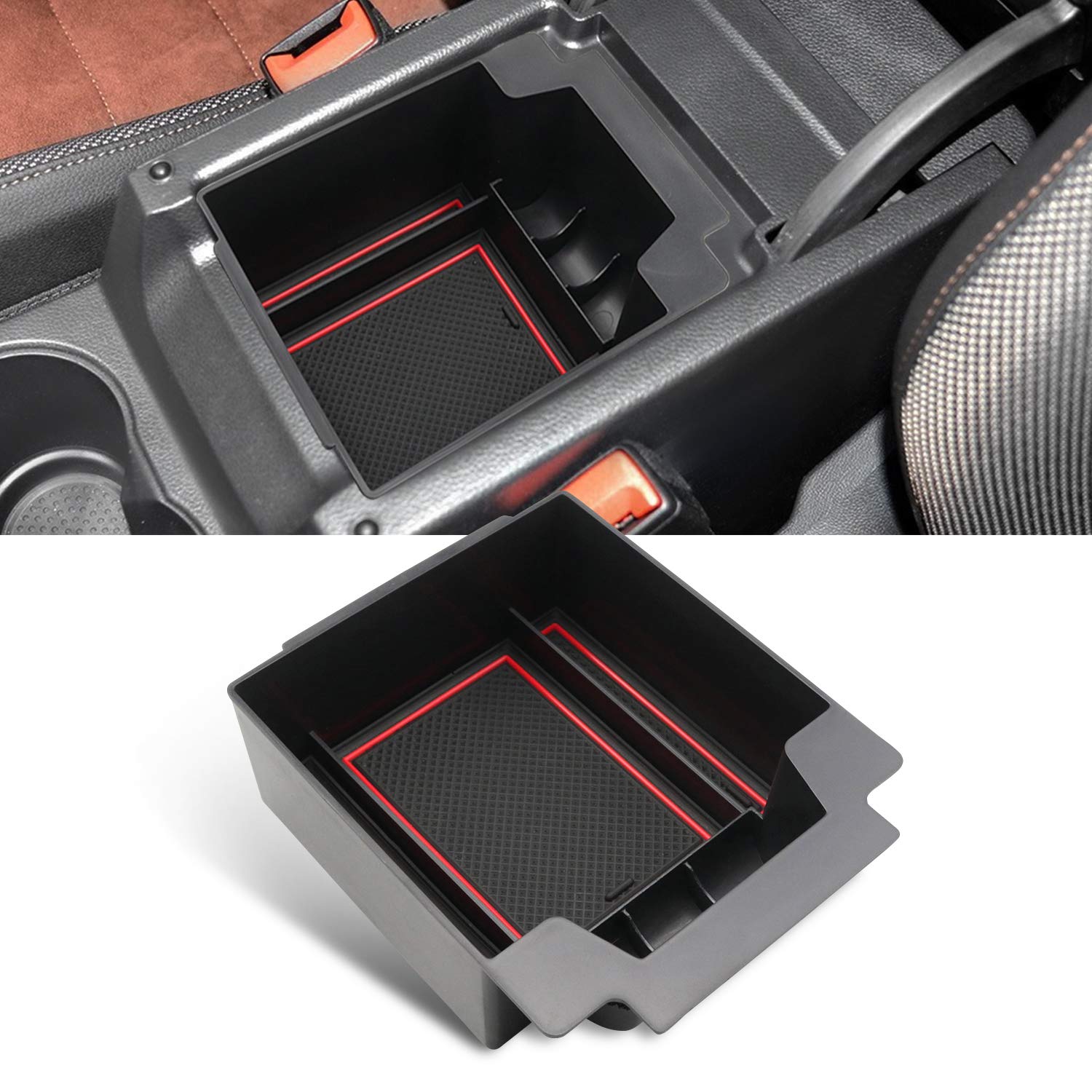 YEE PIN 2023 Ateca Mittelkonsole SEAT Ateca FR 2016-2023 Handschuhfach für Armlehne Organizer Aufbewahrungsbox Mit Rutschfestermatte Cuprα Ateca 2016-2023 von YEE PIN