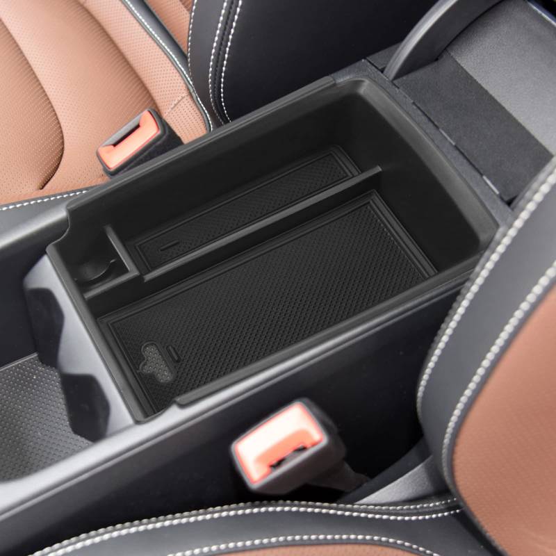 YEE PIN Für Skoda Kodiaq 2016-2022 Mittelkonsole Handschuhfach für Armlehne Organizer Aufbewahrungsbox Mit Rutschfestermatte Autozubehör (Schwarz) von YEE PIN