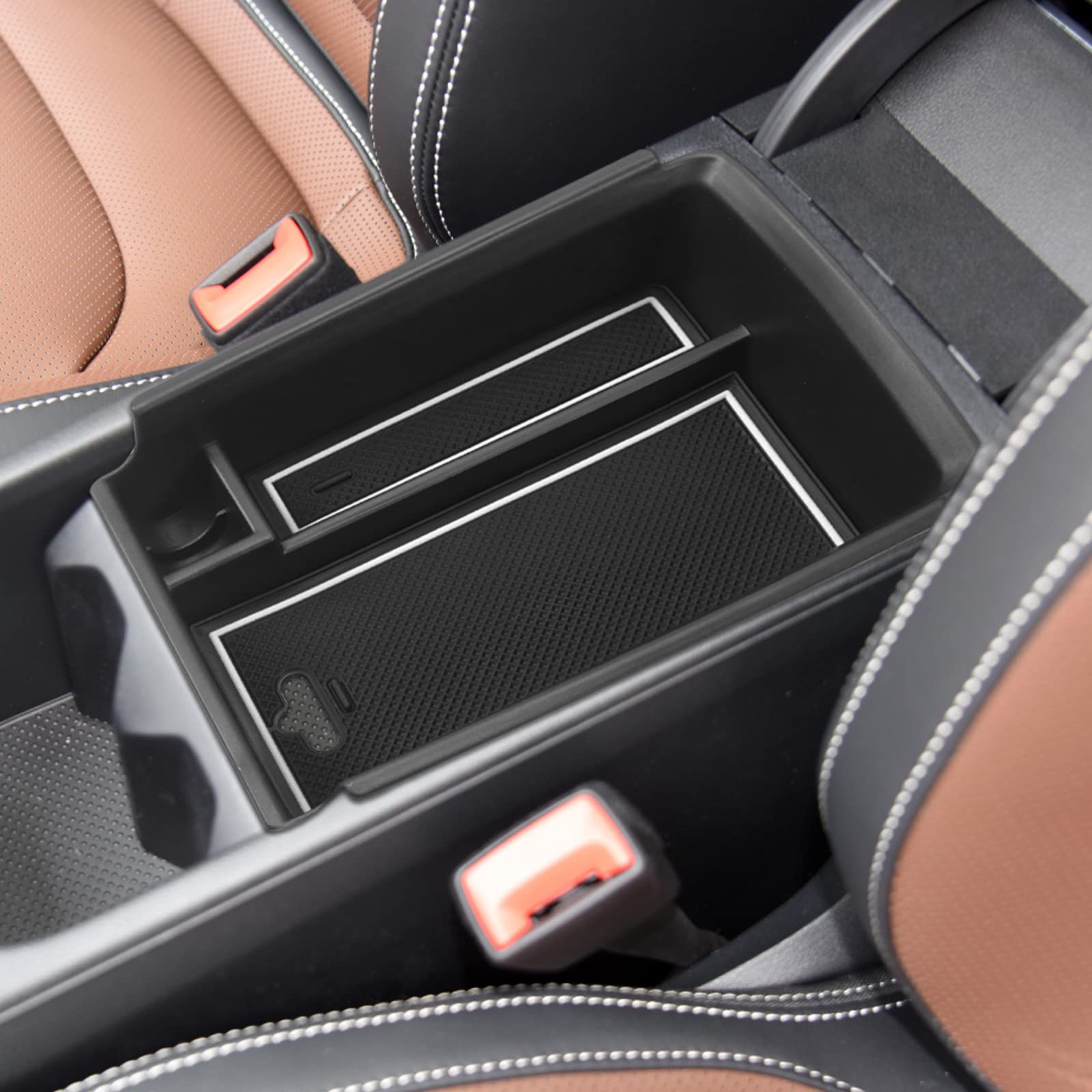 YEE PIN Für Skoda Kodiaq 2016-2023 Mittelkonsole Handschuhfach für Armlehne Kodiaq Organizer Aufbewahrungsbox Mit Rutschfestermatte Autozubehör (Weiß) von YEE PIN