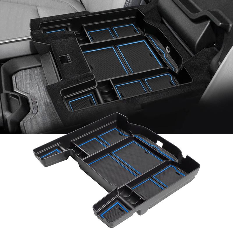 YEE PIN Mittelkonsole Organizer Tray Dodge RAM 1500 mk5 2019-2022 2023 Aufbewahrungsbox Handschuhfach für Armlehne Organizer Zubehör Mit Rutschfestermatte von YEE PIN