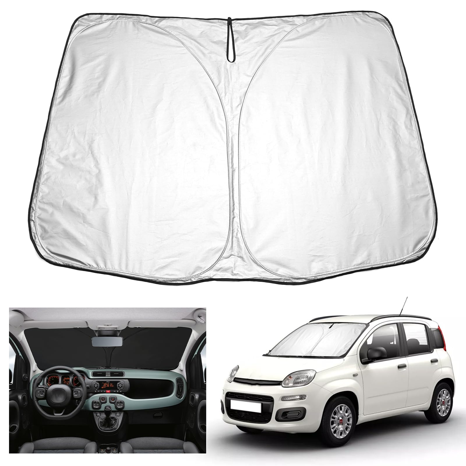 YEE PIN Panda Sonnenschutz Auto kompatibel mit FIAT Panda City Life/Sport/Cross 2021-2023 2024，Faltbare Auto Sonnenschirm Frontscheibe Windschutzscheibe UV Staub Schutz von YEE PIN