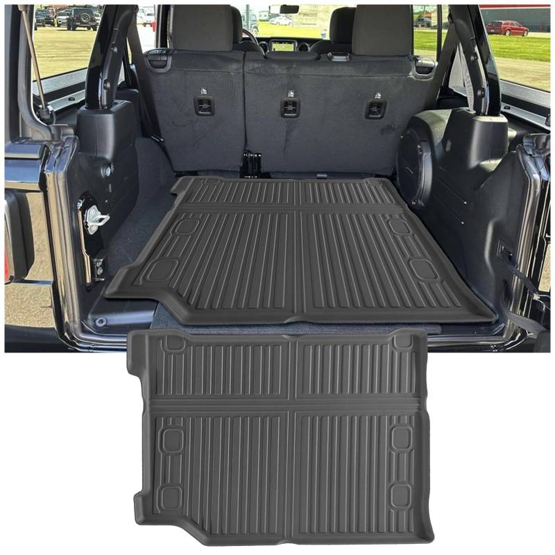 YEE PIN Wrangler jl Kofferraummatte Kompatibel mit Jeep Wrangler jl 4xe 2021-2023 (4 türer) Gummi Kofferraumwanne TPE Kofferraumshutz Wrangler 4xe Gummimatte Hoher Rand Organizer Rutschfester von YEE PIN