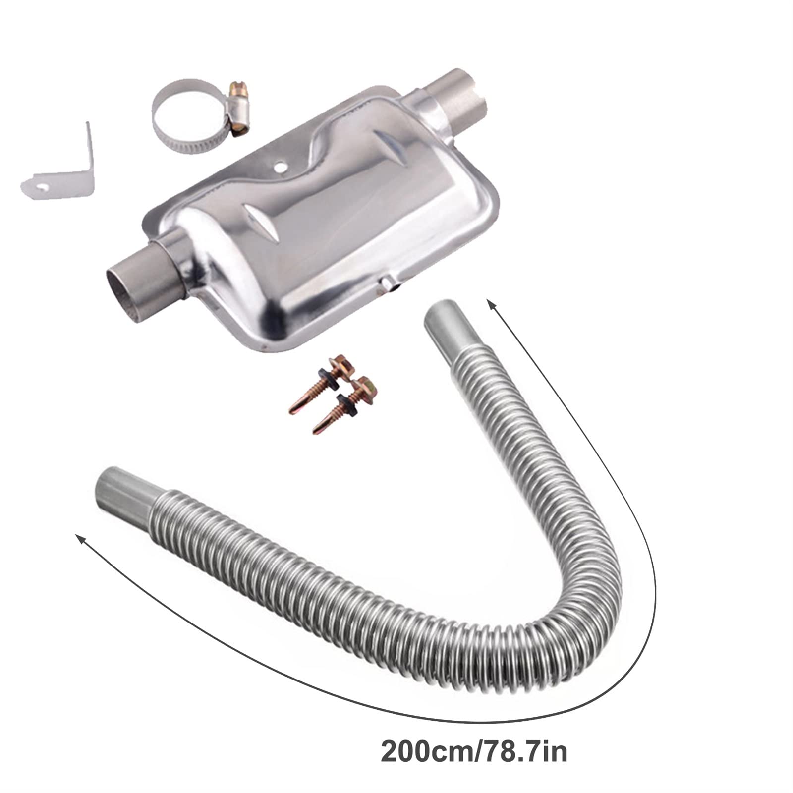 YELEMEABHB 60/150/200 cm Auto Heizung Auspuff Luft Diesel Heizung Zubehör Parkplatz Edelstahl Rohr Heizung Fit for Webasto/Tanne for Eberspacher Heizungsteile und Zubehör(200cm) von YELEMEABHB