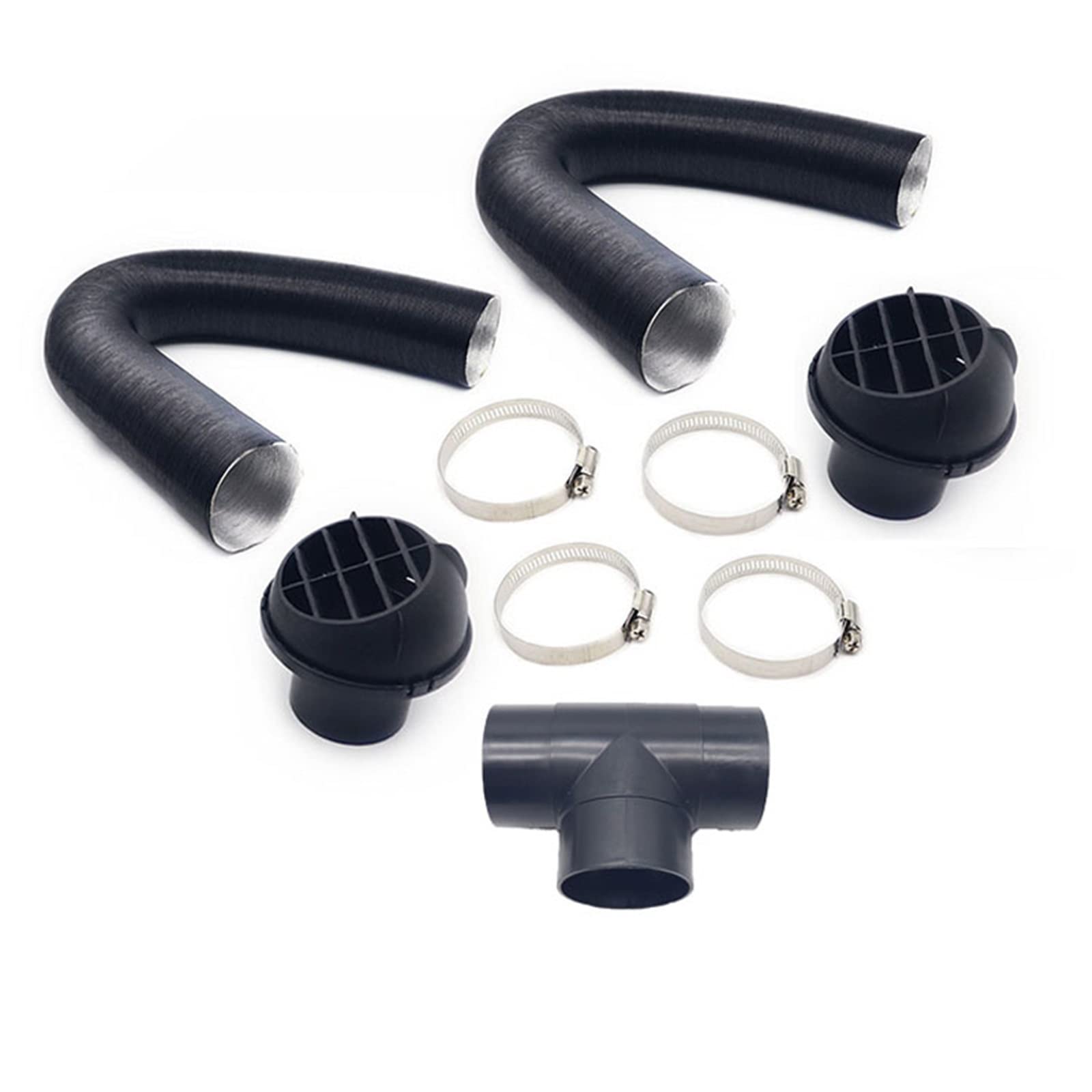 YELEMEABHB 60mm 75mm Auto Auto Heizung Rohr Kanal T Stück Warmluftauslass Vent Schlauchschellen Set for Parken Diesel Heizung Fit for Webasto Fit for Eberspacher Heizungsteile und Zubehör(Round 60mm) von YELEMEABHB