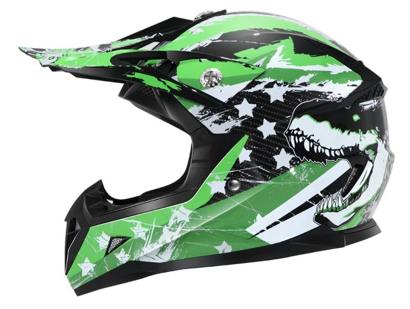 Motocross Motorradhelm Downhill Fullface Helm - Yema YM-211 Cross DH Enduro Quad Mountainbike BMX MTB Helm ECE für Kinder-M von YEMA