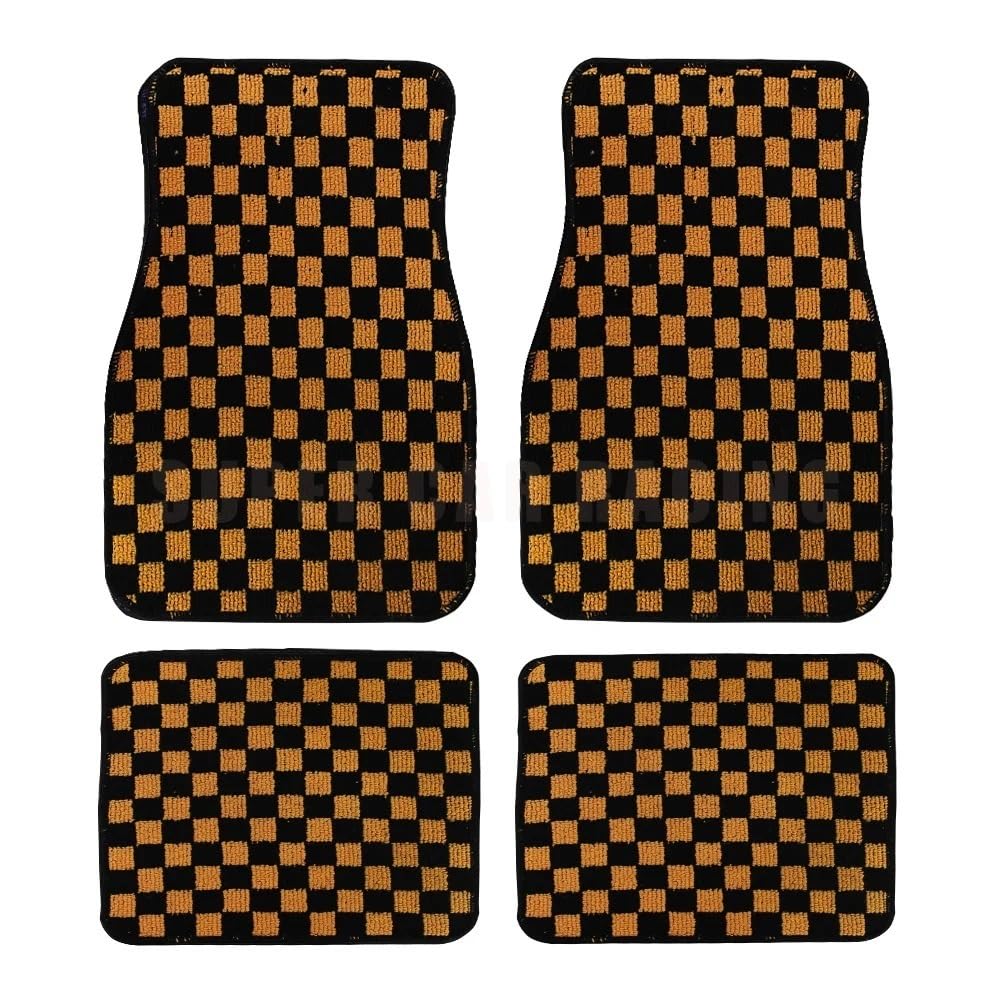 Auto matten Set 4 Stücke Fußmatten Karierten Vorne Hinten Teppiche Fußmatten Auto Innen Dekorative Zubehör Anti Slip Auto Teppich Sets Fußmatten Autoteppich von YENBGS