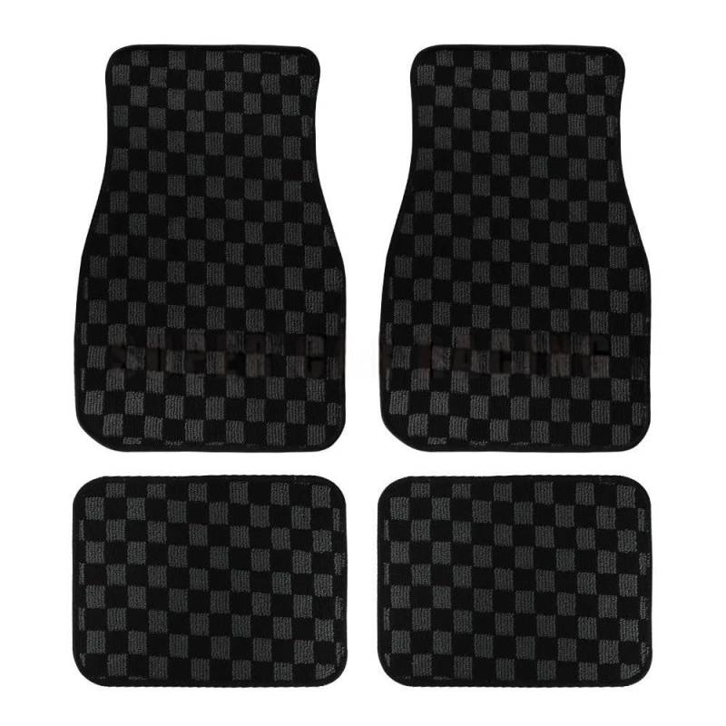 Auto matten Set 4 Stücke Fußmatten Karierten Vorne Hinten Teppiche Fußmatten Auto Innen Dekorative Zubehör Anti Slip Auto Teppich Sets Fußmatten Autoteppich von YENBGS