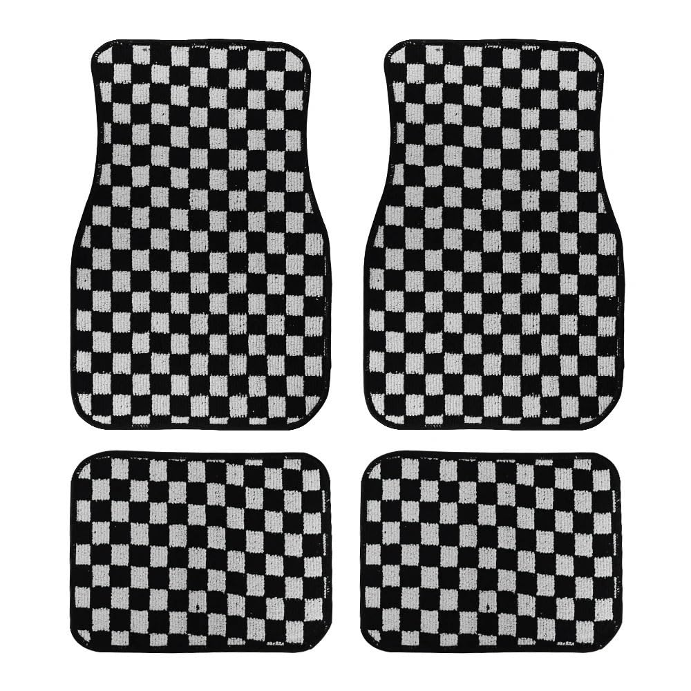 Auto matten Set 4 Stücke Fußmatten Karierten Vorne Hinten Teppiche Fußmatten Auto Innen Dekorative Zubehör Anti Slip Auto Teppich Sets Fußmatten Autoteppich von YENBGS