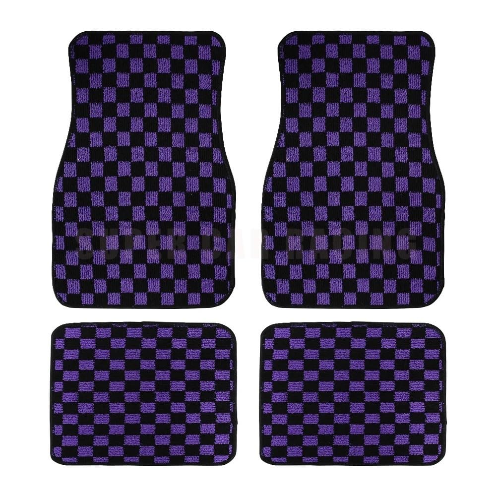 Auto matten Set 4 Stücke Fußmatten Karierten Vorne Hinten Teppiche Fußmatten Auto Innen Dekorative Zubehör Anti Slip Auto Teppich Sets Fußmatten Autoteppich von YENBGS