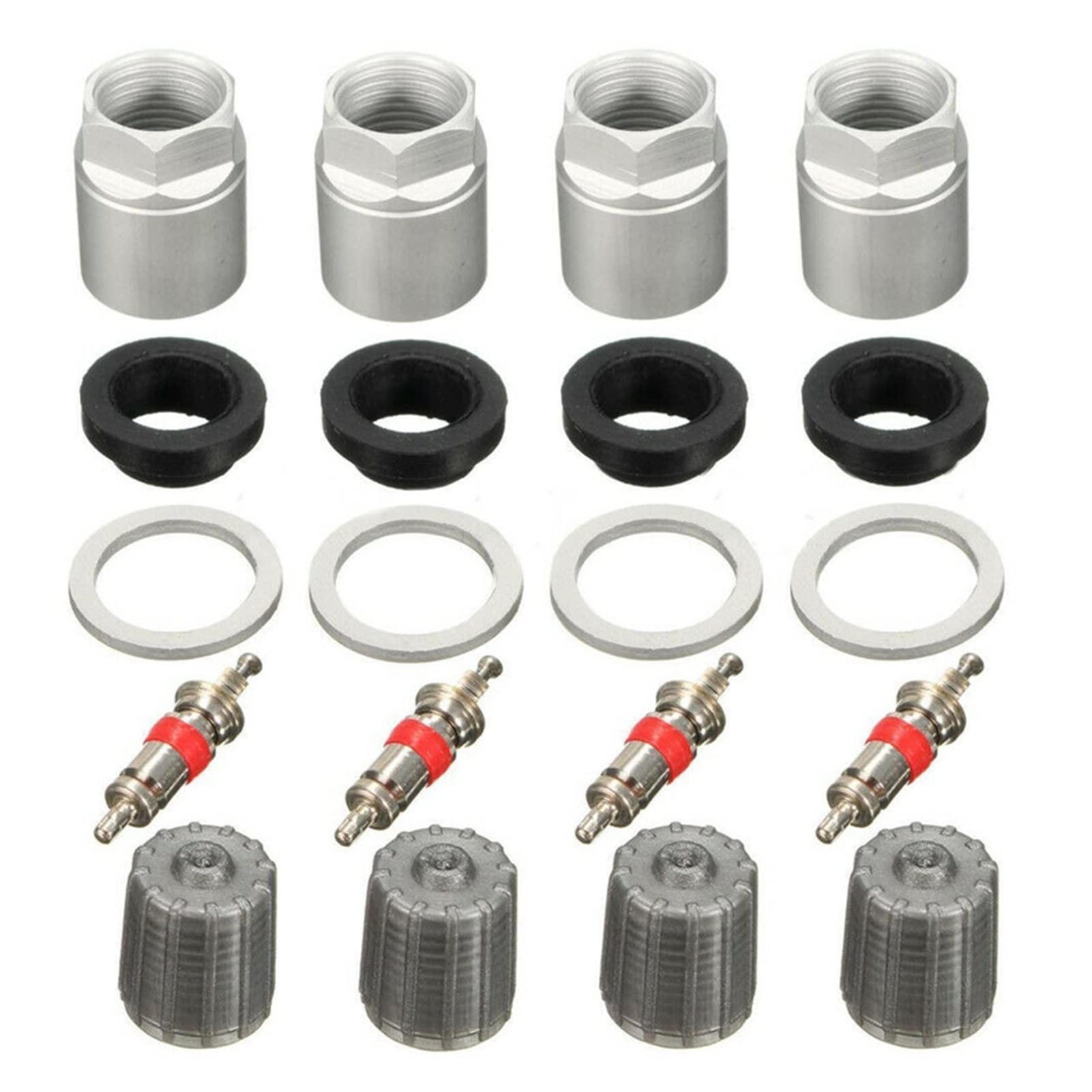 YESEFVXVT 4 Set Auto Auto-Reifendruckmonitor-Ventil-Schaftkappen-Sensoranzeiger Tpms. Service-Kit for Nut-Ventilkappen-Dichtungswerkzeug for Toyota Drucksensor von YESEFVXVT