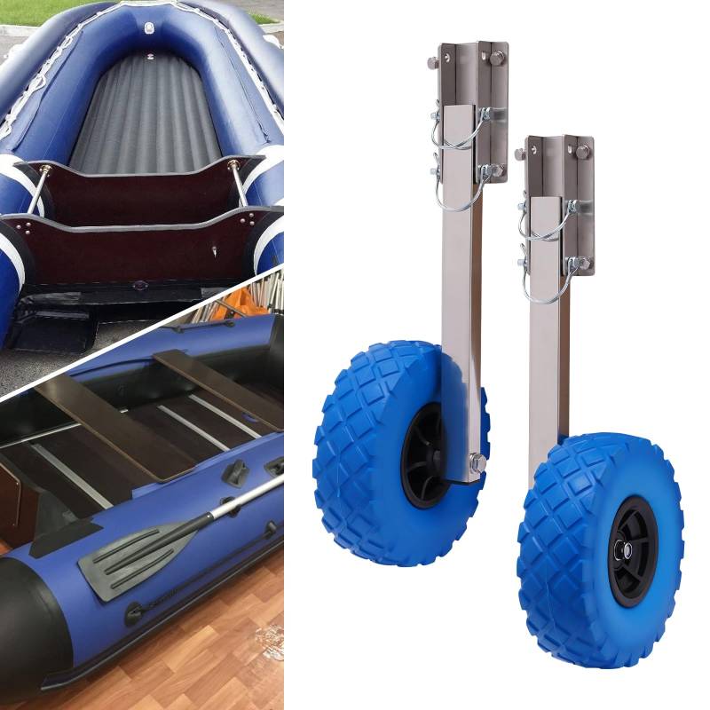 Schlauchboot Anhänger Edelstahl Schiebe Räder Zusammenklappbare Transport Räder Schlauchboot Kit Ruderboot Hinterräder Stapeln Räder Blaue Farbe von YESTAIM