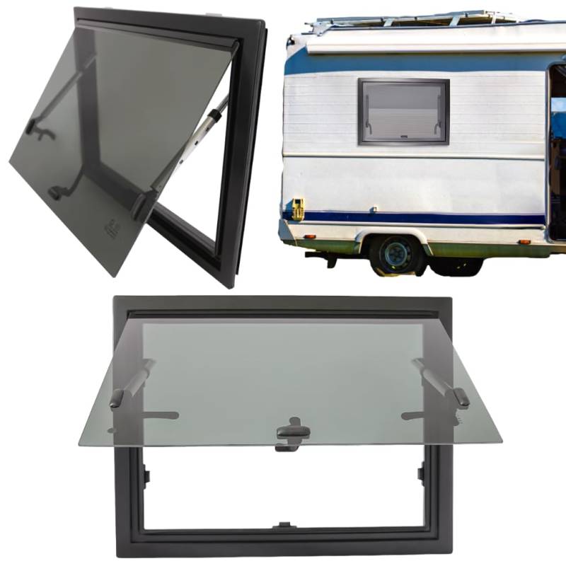 Wohnmobilfenster Ausstellfenster Camper Wohnwagenfenster Seitenfenster Wohnmobil Wohnwagen Dachlüfter RV Externes Fenster Push Für RV Wohnwagen Kastenwagen Van 65*50cm von YESTAIM