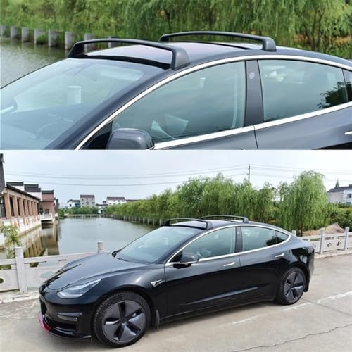 2 Stück Auto Dachträger, für Tesla Model Y Model 3 2023 Auto Dachgepäckträger Querträger Dachreling Schienen Trägerhalter Zubehör von YETOX