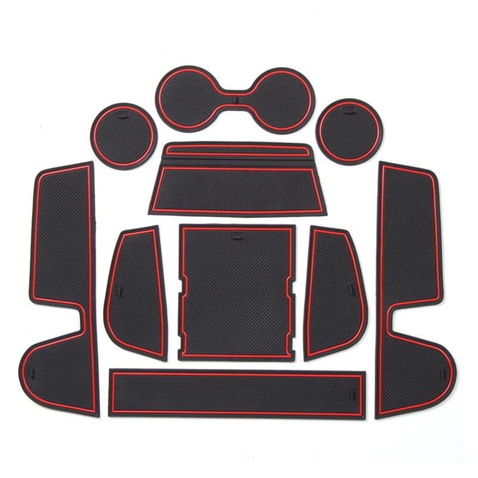 Automatte, rutschfeste Türschlitz-Bechermatte, Zubehör, Türschlitzmatten, rutschfeste Unterlage, Untersetzer Für Mazda Für CX-30 2019–2024(Rot) von YFBH