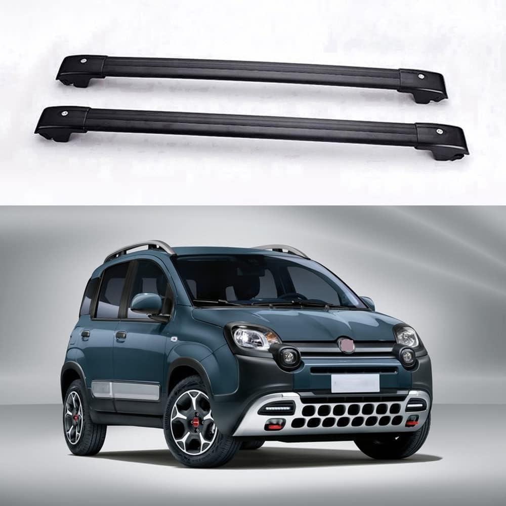 2 Stück Aluminium Dachträger Relingträger für FIAT Panda Cross 2020 2021 2022, Aluminium Dachgepäckträger Gepackträger Querträger, Auto Zubehör. von YFFYSM