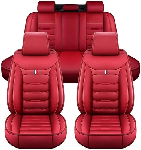 YFFYSM Leder Auto Sitzbezüge Sets für Alfa Romeo Stelvio 2018 2019 2020 2021 2022 2023, Wasserdicht Atmungsaktiv Schonbezüge Autositz Sitzschoner Zubehör.,C/Red von YFFYSM