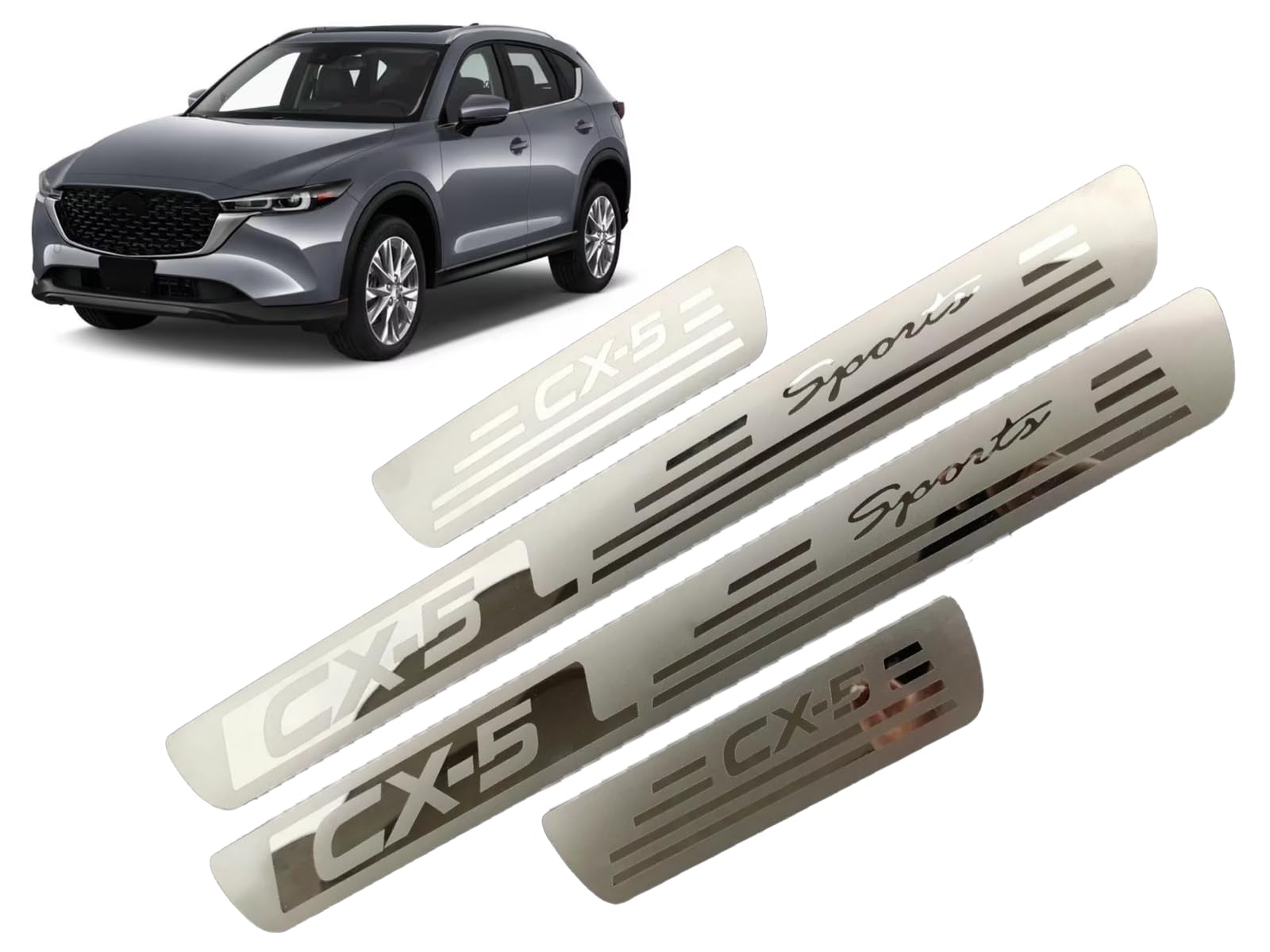 YFMYCAR Auto Einstiegsleisten Scuff Protector für Mazda CX-5 2013-2024 Zubehör Edelstahl Tür Einstiegsschutz Verkleidung Abdeckung Kickpanels Teile Dekoration Zubehör von YFMYCAR