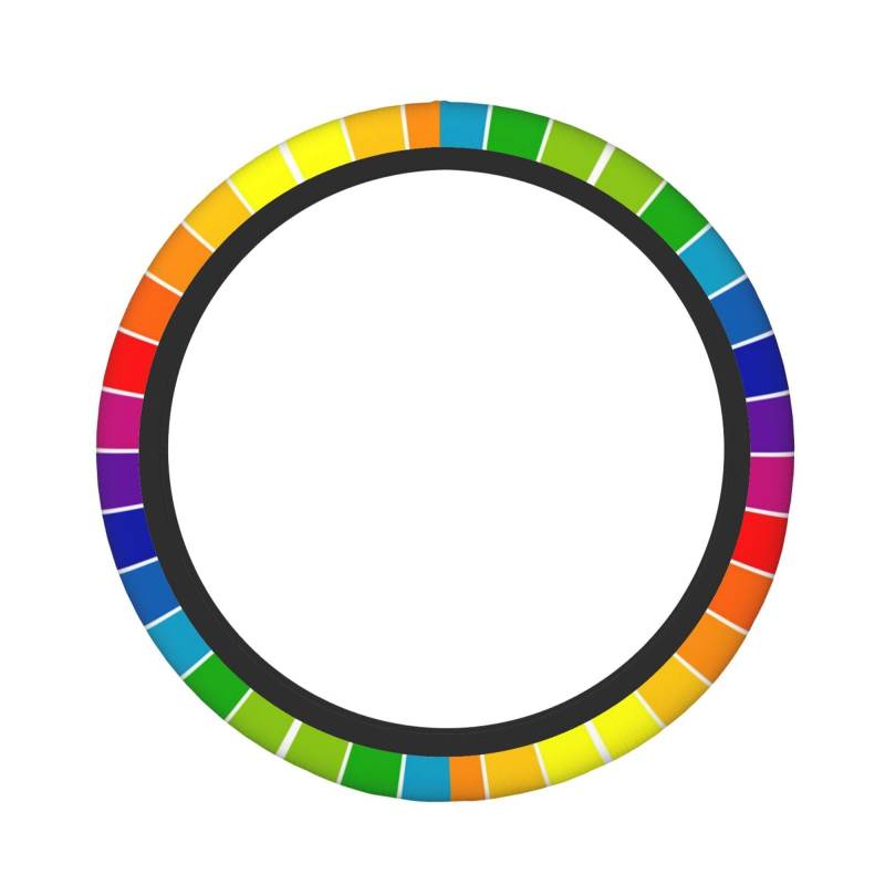 YFSGDLBN Elastischer Lenkradbezug mit Regenbogenstreifen-Druck, Autoinnenraum von YFSGDLBN