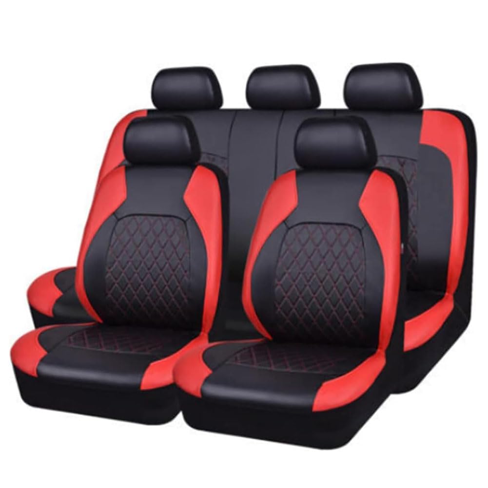 YGHJYTF Autositzbezug für Abarth Monster Energy 2020-2023, PU-Leder Atmungsaktive Rutschfester Auto Universalsitzschutz Full Set Autoinnenausstattung,C/Red von YGHJYTF