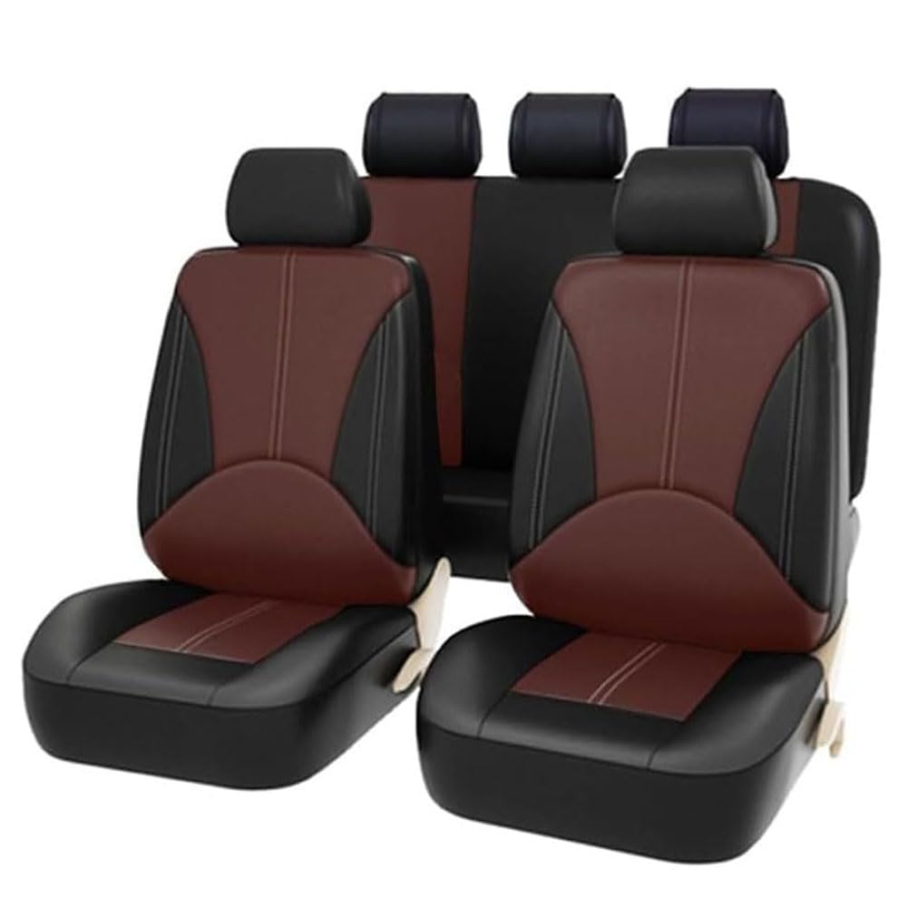 YGHJYTF Autositzbezug für Hyundai Bayon Crossover SUV 2021-2023, PU-Leder Atmungsaktive Rutschfester Auto Universalsitzschutz Full Set Autoinnenausstattung,G/Black Coffee von YGHJYTF