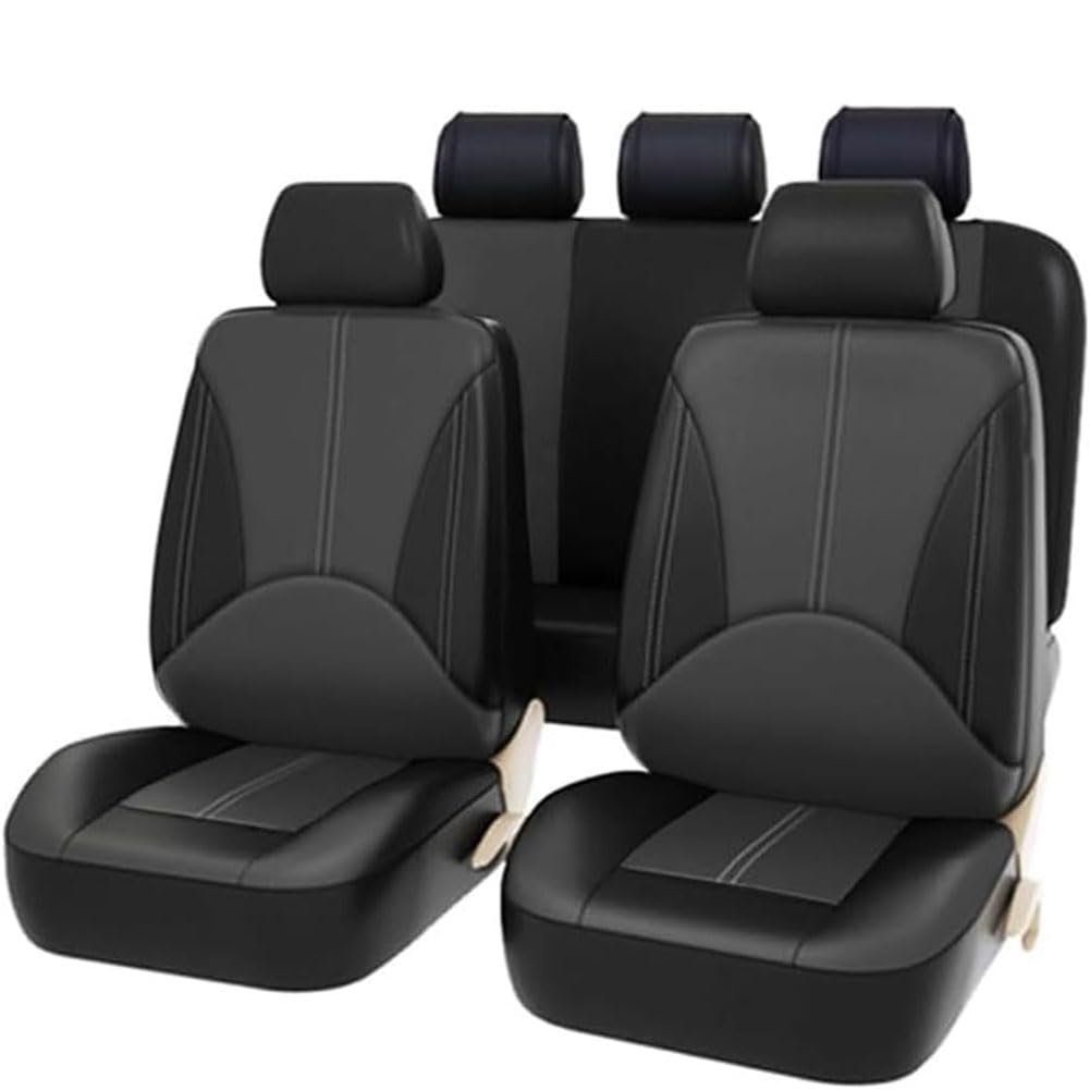 YGHJYTF Autositzbezug für Nissan Kicks P15 2017-2020, PU-Leder Atmungsaktive Rutschfester Auto Universalsitzschutz Full Set Autoinnenausstattung,F/Black Grey von YGHJYTF