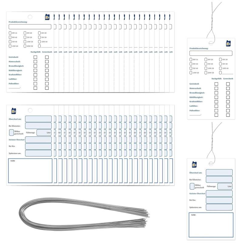 Ölwechselzettel Ölzettel, 50 Stück Ölwechsel Anhänger Ölanhänger Ölwechsel Zettel, Öl Service Anhänger Ölwechsel Schild mit Draht Ölwechsel Schilder/10 x 6 cm von YGKYMVW
