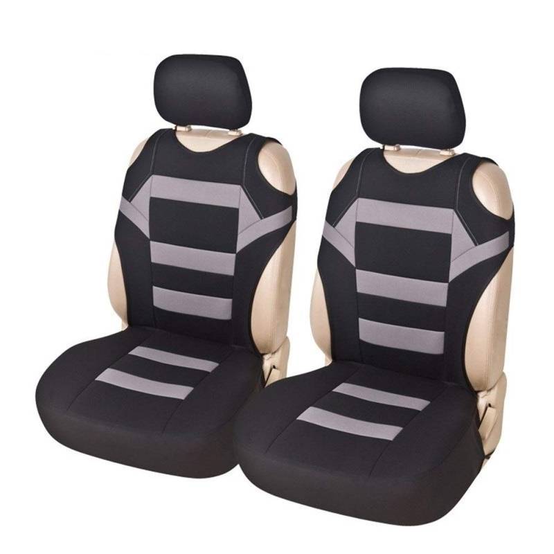 Auto Sitzauflagen Set 2 PC-Set Design Vorne Auto-Sitzabdeckung Universal-Fit Autopflege Sitzschutz for Autositze Polyester-Gewebes AutositzbezüGe (Color Name : GRAY) von YGLONG