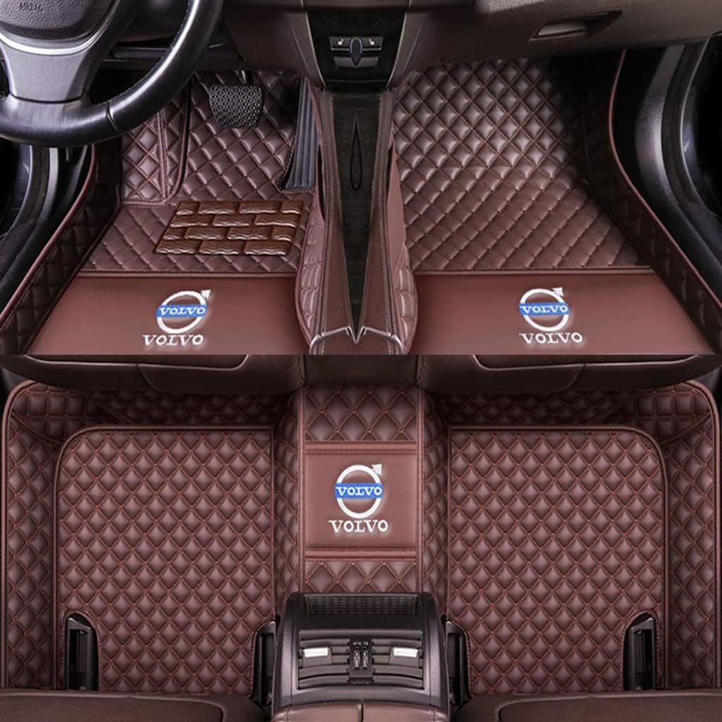 Auto Fußmatten Vollumschließende Individuelle Leder-Autofußmatten für Volvo C70 2006-2013,Benutzerdefinierte Wasserdicht rutschfeste Bodenmatten Teppichschutz Zubehör,Brown von YGSBRNZJ