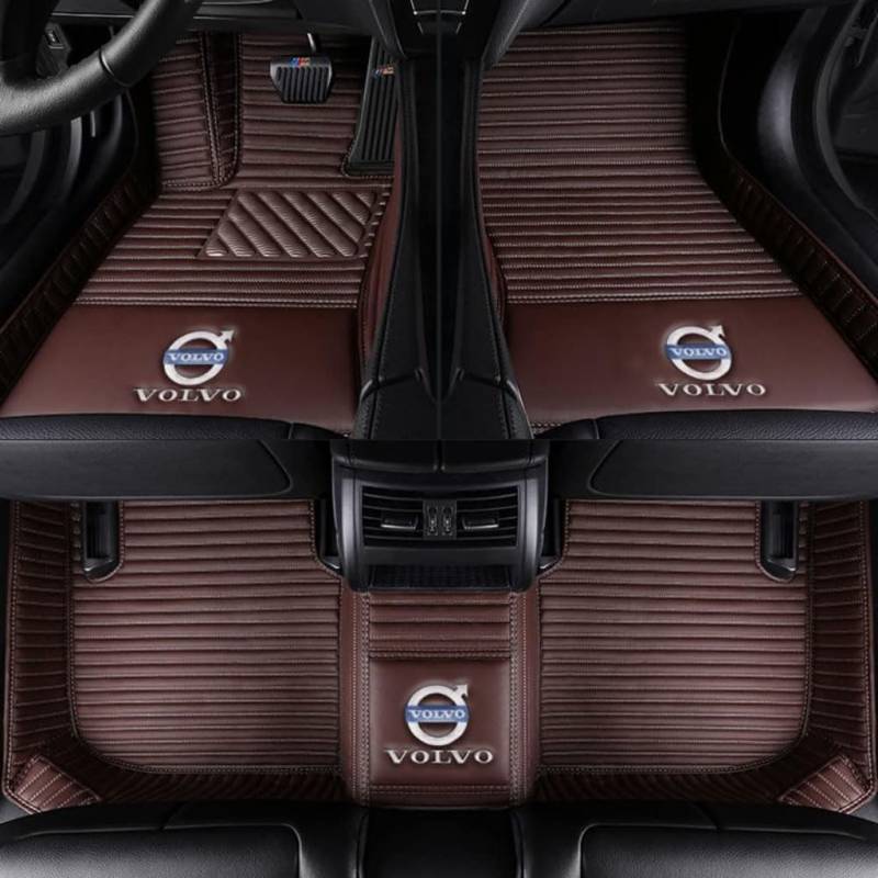 Auto Fußmatten Vollumschließende Individuelle Leder-Autofußmatten für Volvo C70 2006-2013,Benutzerdefinierte Wasserdicht rutschfeste Bodenmatten Teppichschutz Zubehör,Brown von YGSBRNZJ