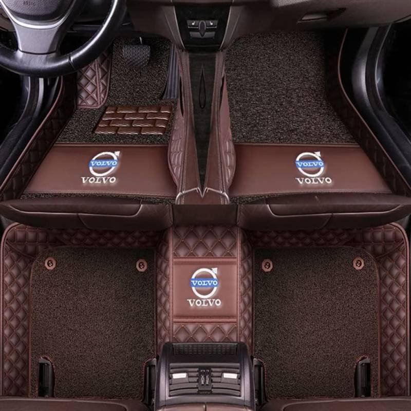 Auto Fußmatten Vollumschließende Individuelle Leder-Autofußmatten für Volvo S40 2004-2012,Benutzerdefinierte Wasserdicht rutschfeste Bodenmatten Teppichschutz Zubehör,Brown von YGSBRNZJ