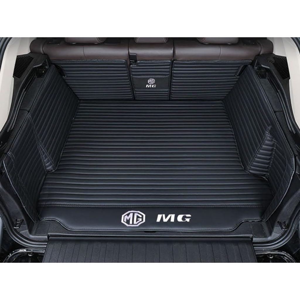 Vollabdeckung Auto Leder Kofferraum Matte für MG 3 MG3 (The backrest is Split) 2010-2017 2018,Kofferraumschutz Auto Cargo Liner Pads Kratzfeste Kofferraum Schutzmatten,1Set-Blackstyle von YGSBRNZJ