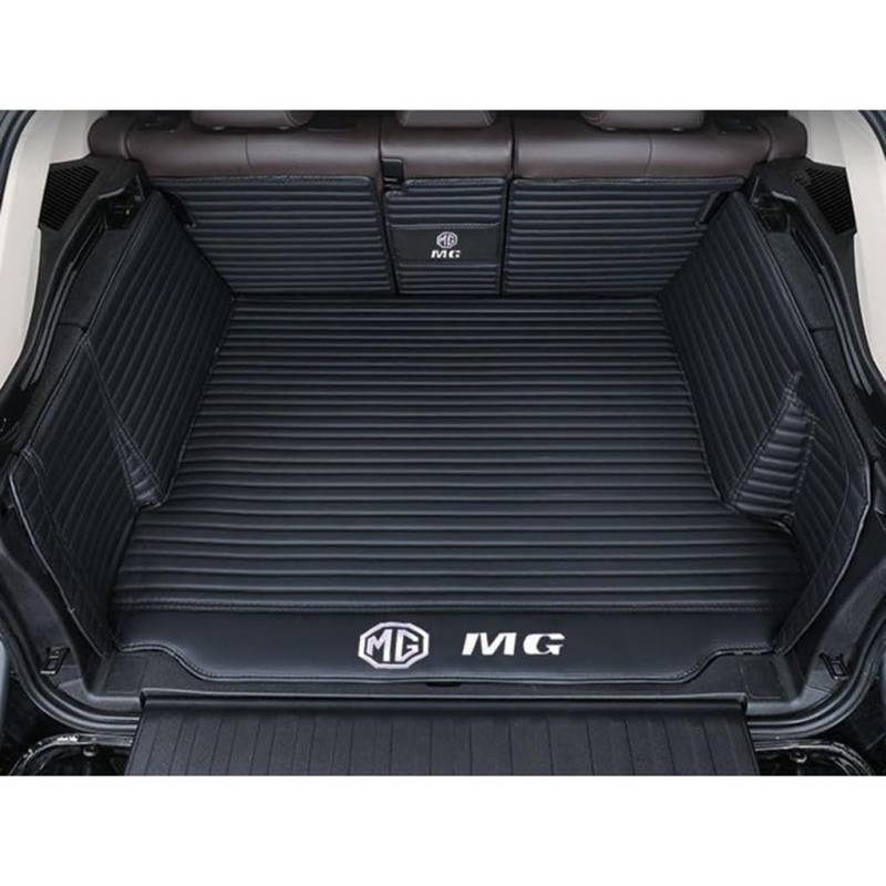 Vollabdeckung Auto Leder Kofferraum Matte für MG 3 MG3 (The backrest is Split) 2010-2017 2018,Kofferraumschutz Auto Cargo Liner Pads Kratzfeste Kofferraum Schutzmatten,1Set-Blackstyle von YGSBRNZJ