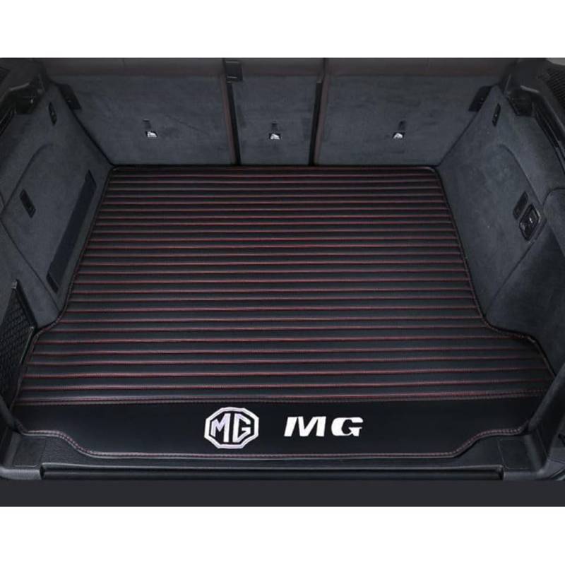 Vollabdeckung Auto Leder Kofferraum Matte für MG 3 MG3 (The backrest is Split) 2010-2017 2018,Kofferraumschutz Auto Cargo Liner Pads Kratzfeste Kofferraum Schutzmatten,Bottom-BlackRed von YGSBRNZJ