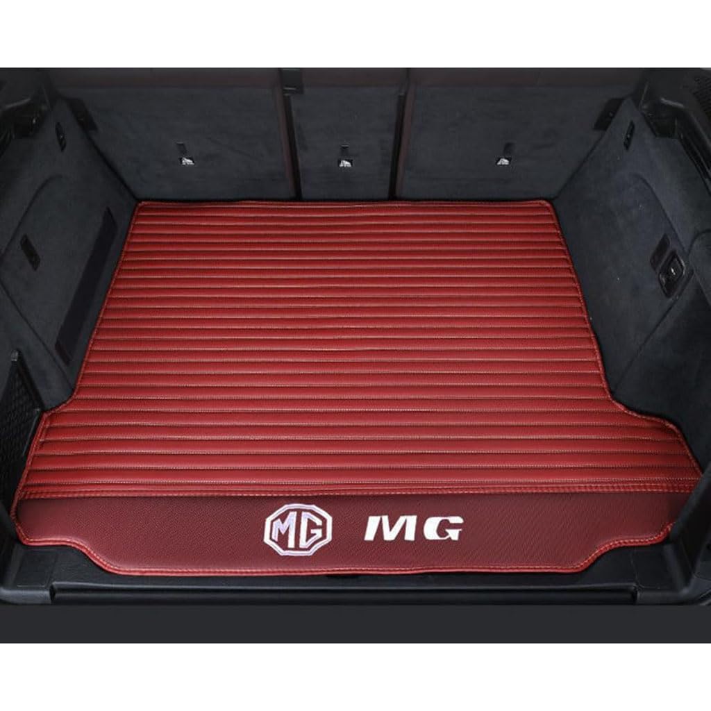 Vollabdeckung Auto Leder Kofferraum Matte für MG 3 MG3 (The backrest is Split) 2010-2017 2018,Kofferraumschutz Auto Cargo Liner Pads Kratzfeste Kofferraum Schutzmatten,Bottom-WineRed von YGSBRNZJ