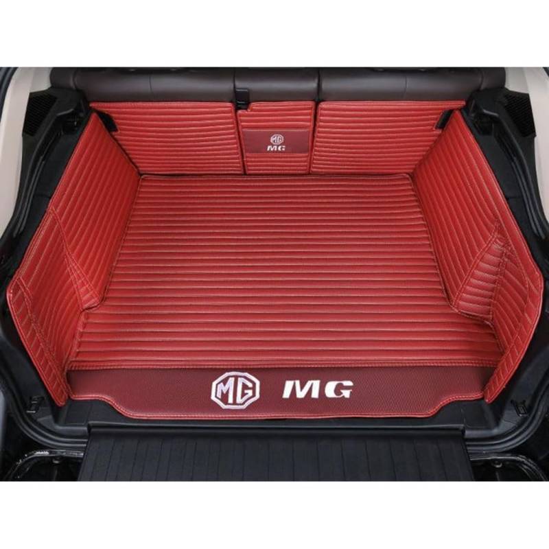 Vollabdeckung Auto Leder Kofferraum Matte für MG 6 MG6 (There is no guardrail on The Right) 2010-2016,Kofferraumschutz Auto Cargo Liner Pads Kratzfeste Kofferraum Schutzmatten,1Set-WineRed von YGSBRNZJ