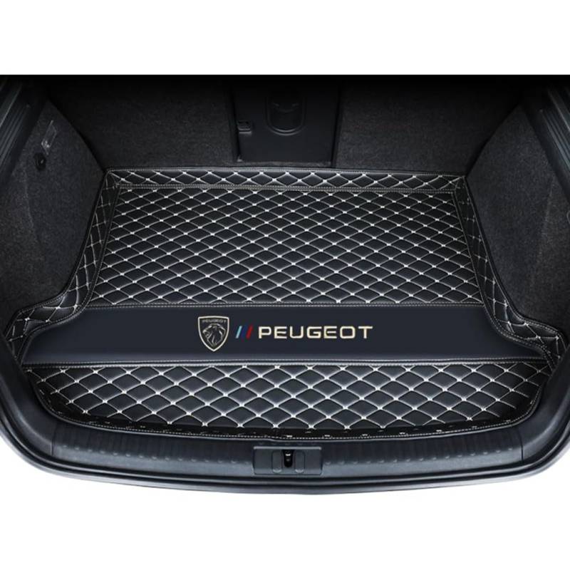 Vollabdeckung Auto Leder Kofferraum Matte für Peugeot 2008 2020 2021 2022 2023 2024,Kofferraumschutz Auto Cargo Liner Pads Kratzfeste Kofferraum Schutzmatten,Bottom-Blackbeige von YGSBRNZJ