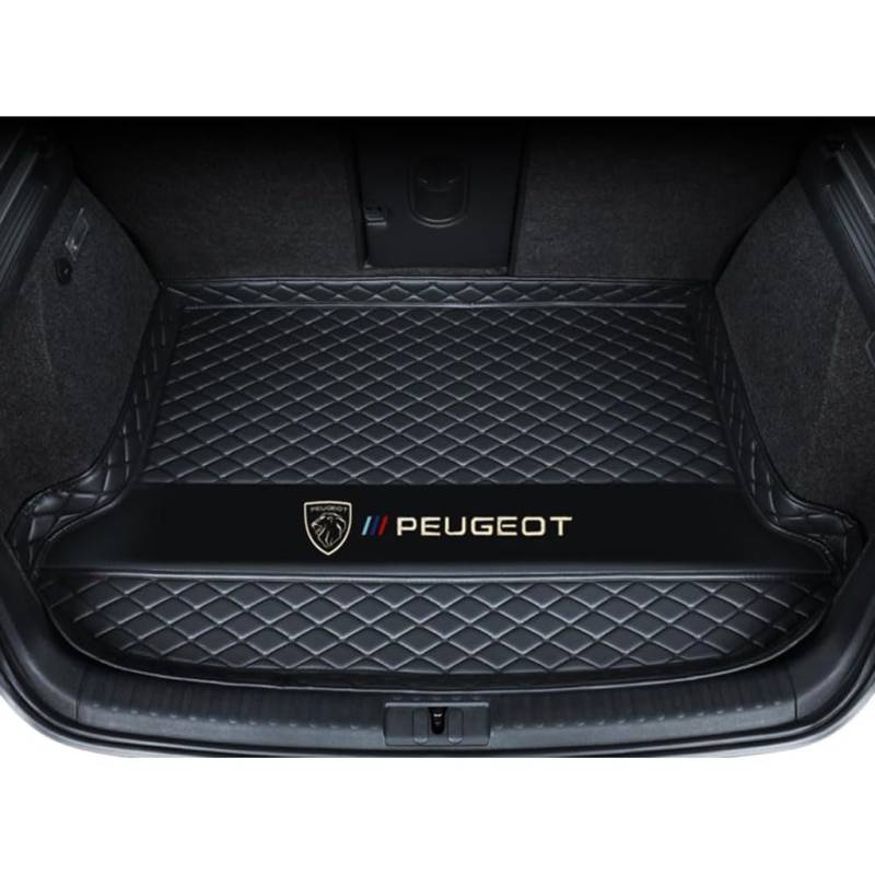 Vollabdeckung Auto Leder Kofferraum Matte für Peugeot 2008 2020 2021 2022 2023 2024,Kofferraumschutz Auto Cargo Liner Pads Kratzfeste Kofferraum Schutzmatten,Bottom-Blackstyle von YGSBRNZJ