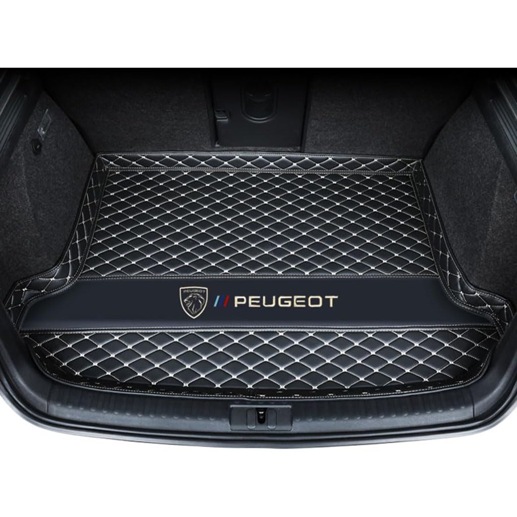 Vollabdeckung Auto Leder Kofferraum Matte für Peugeot 206 2004 2005 2006 2007 2008,Kofferraumschutz Auto Cargo Liner Pads Kratzfeste Kofferraum Schutzmatten,Bottom-Blackbeige von YGSBRNZJ